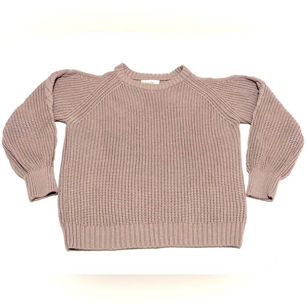 Jessica Simpson S Cold shoulder Light Mauve Waffle Knit Crewneck Sweater
